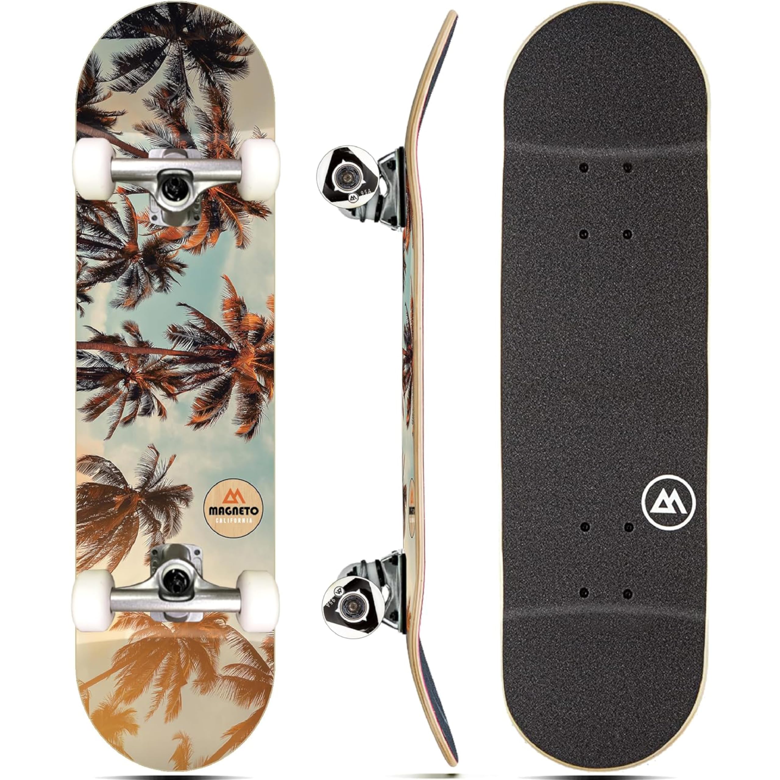 Magneto Complete Skateboard | 6-Layer Canadian Maple Double Kick Concave Deck | Beginners, and Teens