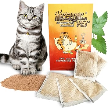 10 Pack Silvervine Powder Packets for Cat Toys,Organic Gall Fruit PowderMatatabi,Refillable Catnip Toys Biodegradable, Non-GMO, Chemical-Free Refill Packs for Cats