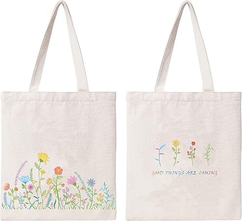 Bolsa de lona de algodón de flores silvestres con ramo colorido, bolsa de lona reutilizable, bolsas de compras, comestibles, floral, botánico,