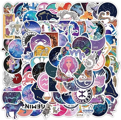 Miniatura 1 de 100 calcomanías de constelaciones calcomanías de signo del zodiaco para botellas de agua lindas calcomanías mágicas de estrella de galaxia para