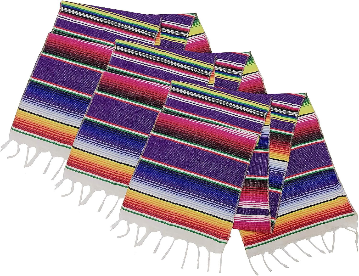 Neasyth Zarape Table Runner Mexican Serape Runners Chakra Tassel Handmade Tablecloth Mexican for Party Wedding Christmas Decorations 14 x 84 in (3 PCS)