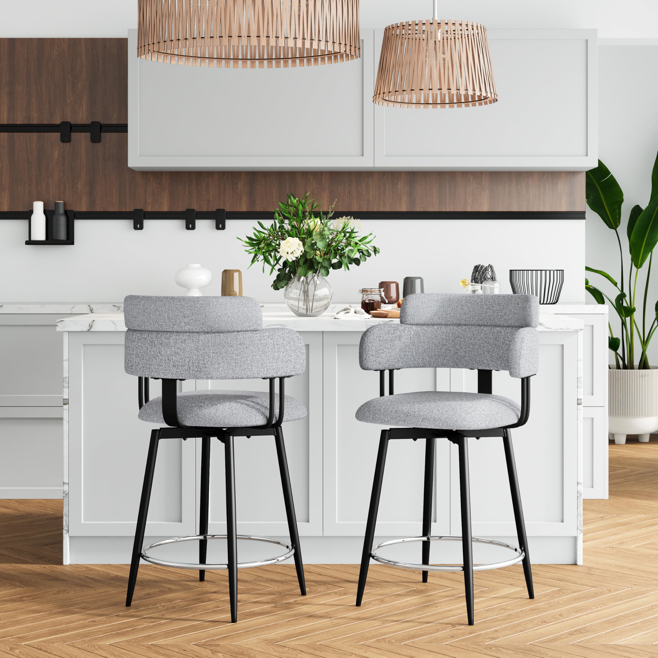 Amazon.co.jp: GREHOME 回転式バースツール 2個セット 高さ24インチ