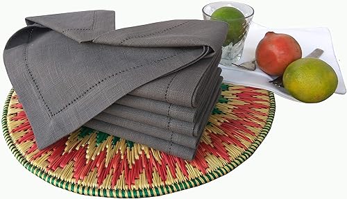 Miniatura 1 de Servilletas de cena de algodón flameado, color blanco, 20 x 20 pulgadas (juego de 12)  100% algodón egipcio con aspecto de lino  Tela elegante