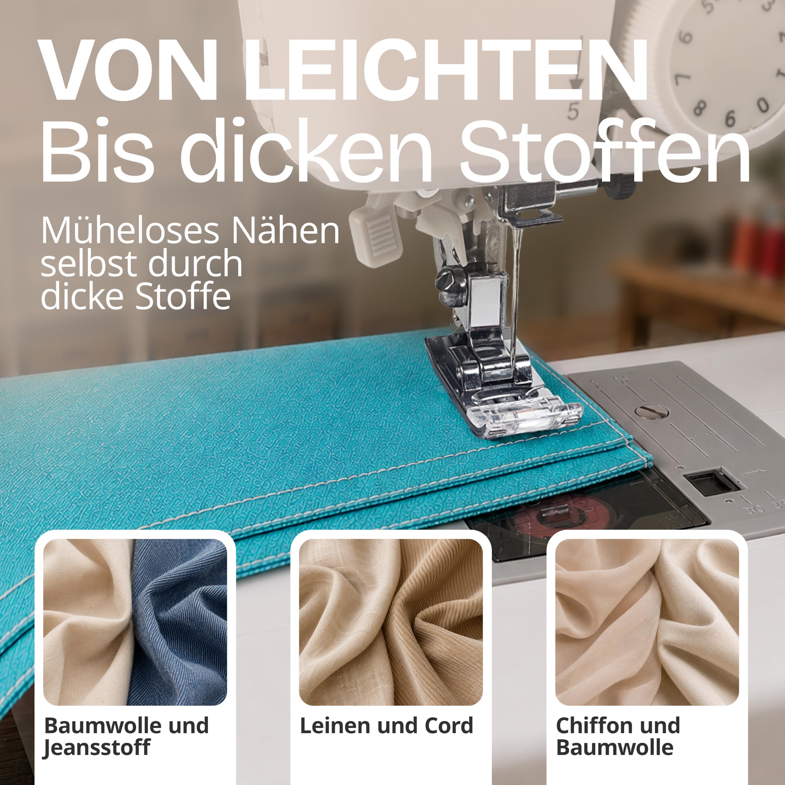 ROLD S500 Computer Nähmaschine mit 300 Stichen zum Nähen aller Arten von Stoffen | Freiarm Computer-Nähmaschinen, Einfädelautomatik (Neues Modell)
