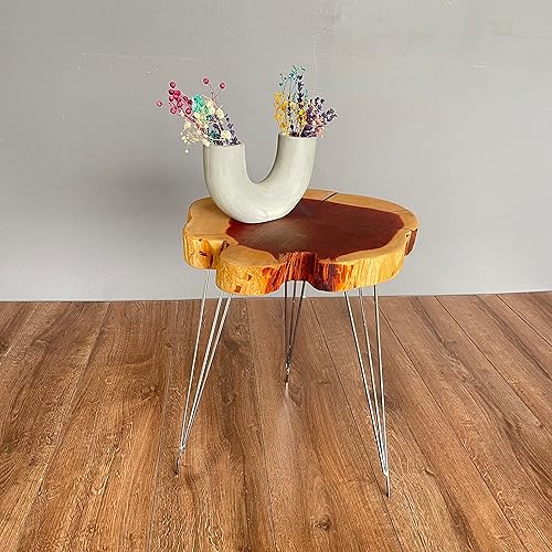 Miniatura 7 de Mesa auxiliar para sala de estar, mesa auxiliar de cedro rojo, mesa de centro rústica, decoración del hogar de madera, madera maciza recuperada