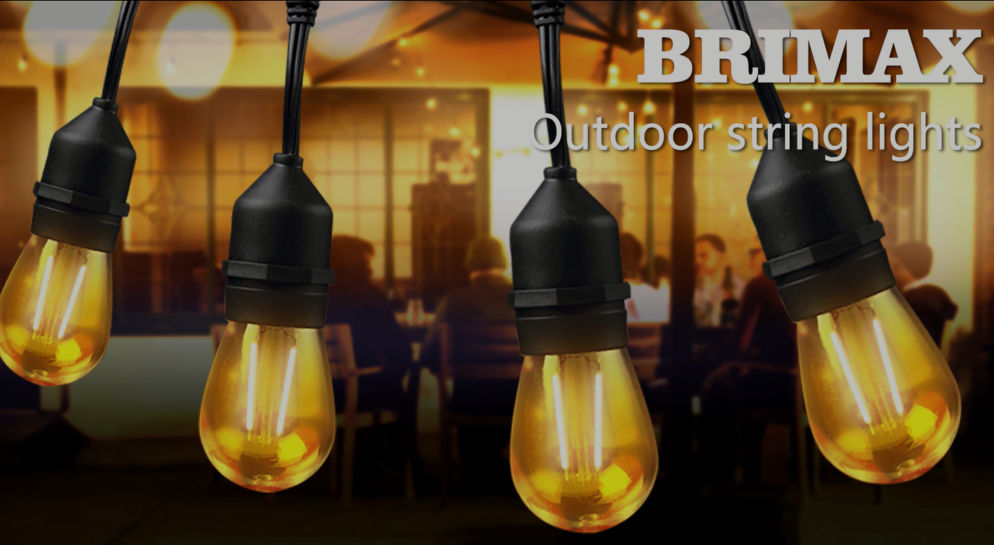 Brimax Outdoor String Lights 98ft Wateroroof Garden String Festoon Lights 32 Led Warm White 2700k S14 2w Bulbs E27 Sockets Garden String Lights For Patio Backyard Cafe Wedding Party Festival Amazon Co Uk Lighting