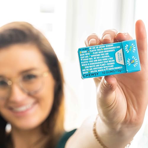 Miniatura 4 de Chewsy Menta  Goma de mascar natural + sin plástico  Sin azúcar + sin aspartamo  100% xilitol + amigable con los dientes  Vegano 0.53 oz (paquete de