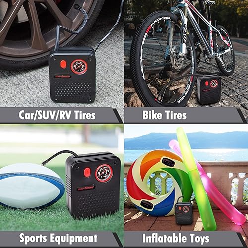 Miniatura 9 de CARTMAN Triángulo de advertencia aprobado por DOT y compresor de aire inflador de neumáticos portátil para emergencia en carretera