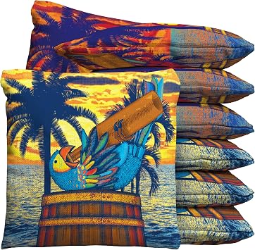 Baggo Plasterd Parrot Cornhole 1 LB Bean Bag Toss Bags Set of 8