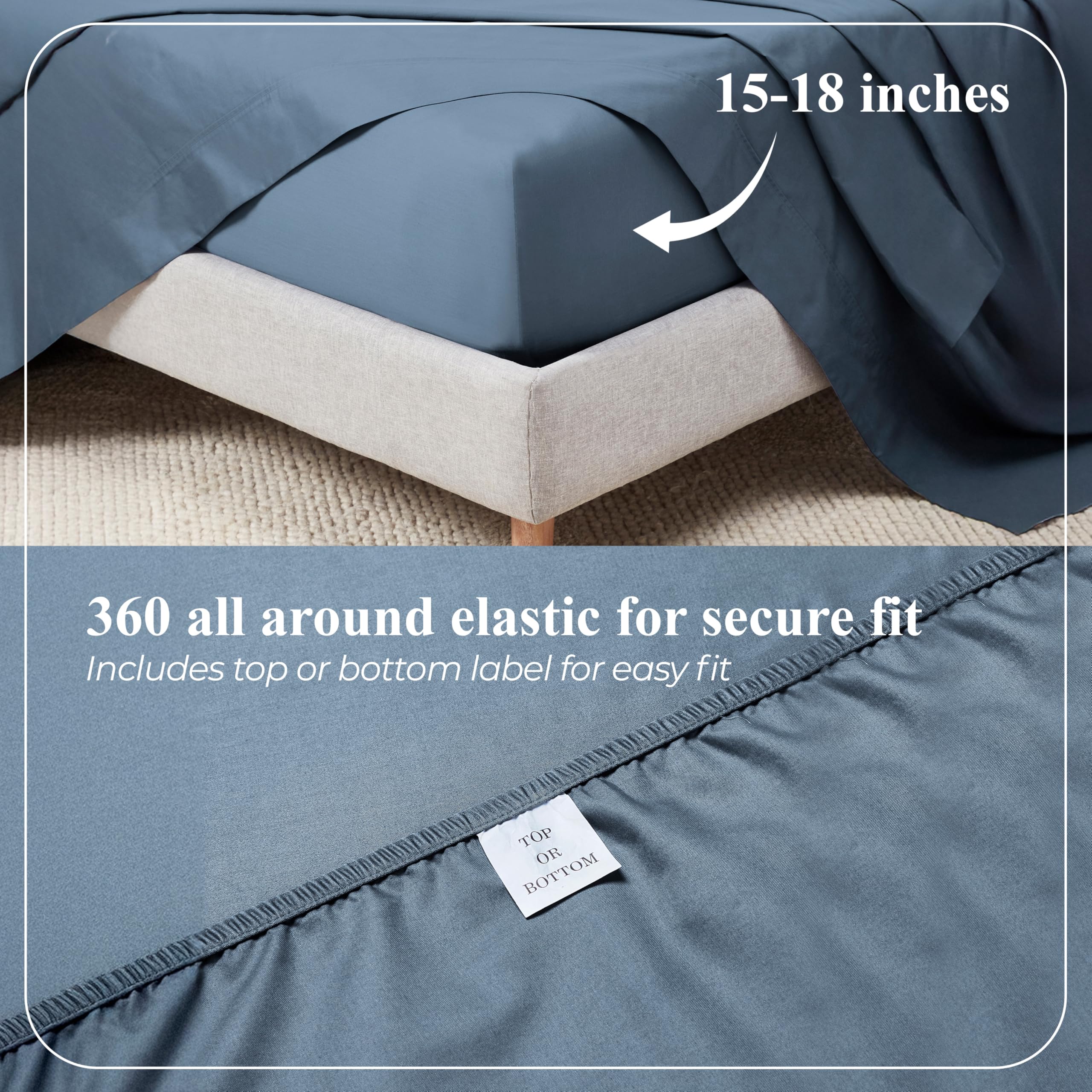 Superior Apus Set di lenzuola in cotone, tessuto in rasatello, biancheria da letto morbida, lusso moderno, confortevole, facile da pulire, elementi essenziali per la decorazione della casa, design a