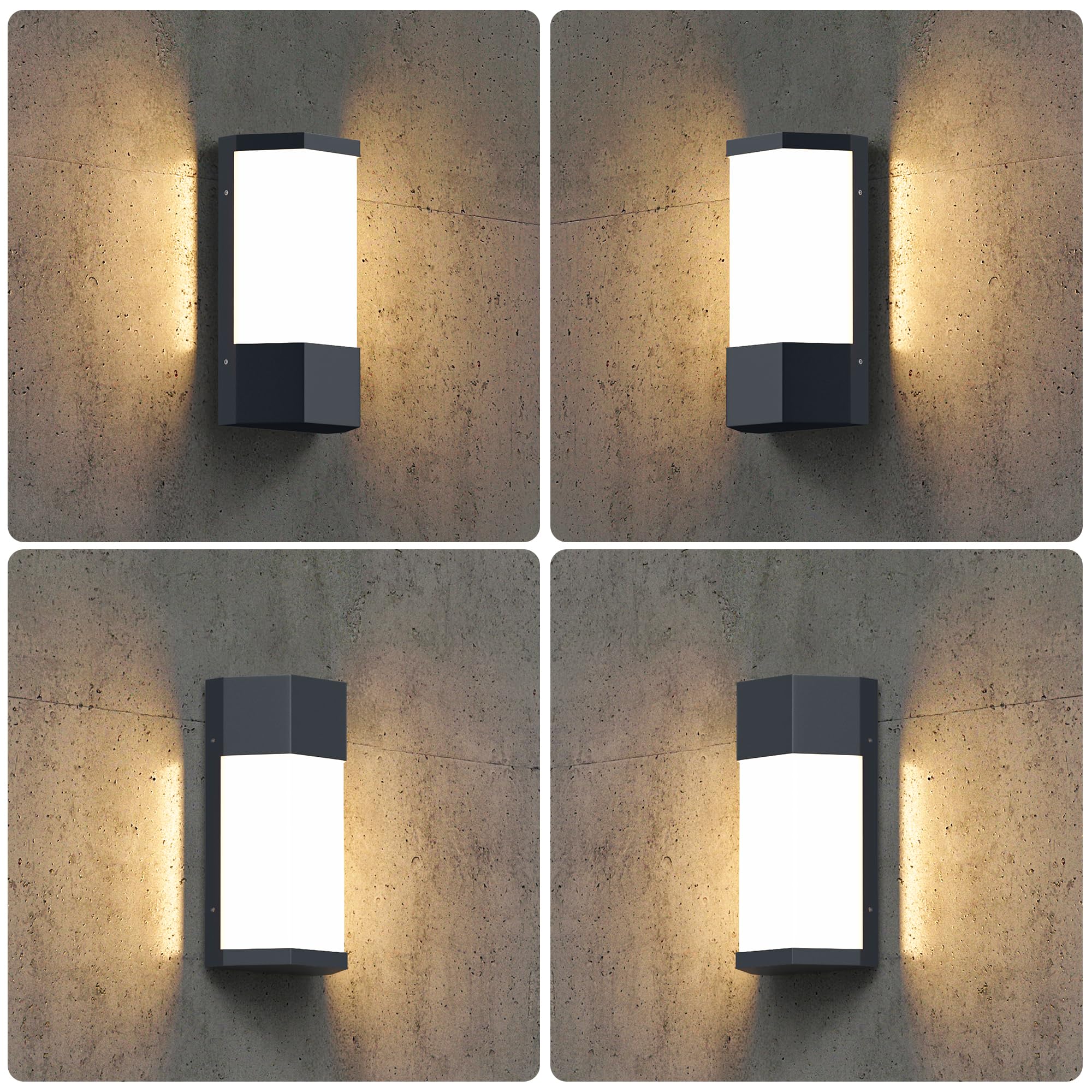 Aipsun 24W Applique Murale Exterieure Anthracite, 2000LM LED Applique d'extérieur IP65 Etanche, Decoration Exterieur Applique pour Jardin, Terrasse, Proche, Patio, Villa, Couloir(Blanc chaud, 1PCS)
