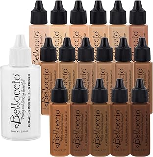 Belloccio Master Set Of All 17 Foundation Shades of Belloccio's Professional Cosmetic Airbrush Makeup, 1/2 oz. Bottles plu...