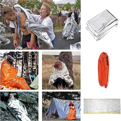 Miniatura 8 de Eco-Fused Sacos de dormir de emergencia, mantas, tiendas de campaña y silbatos de supervivencia, resistentes a la intemperie, artículos esenciales