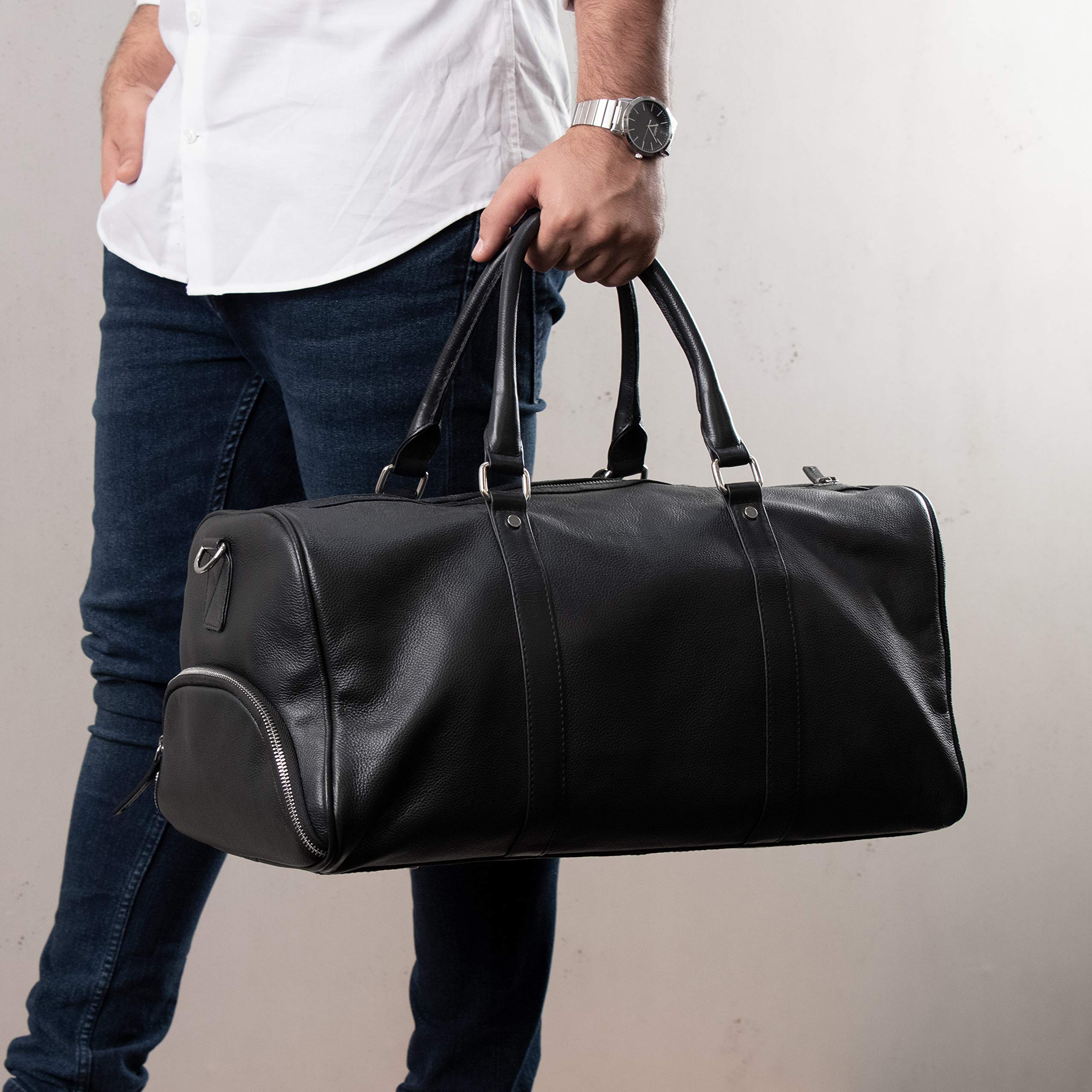 BACCINI Duża torba podróżna z oddzielną kieszenią na buty z prawdziwej skóry – weekendowa Florian, skórzana torba męska i damska, ręcznie wykonana