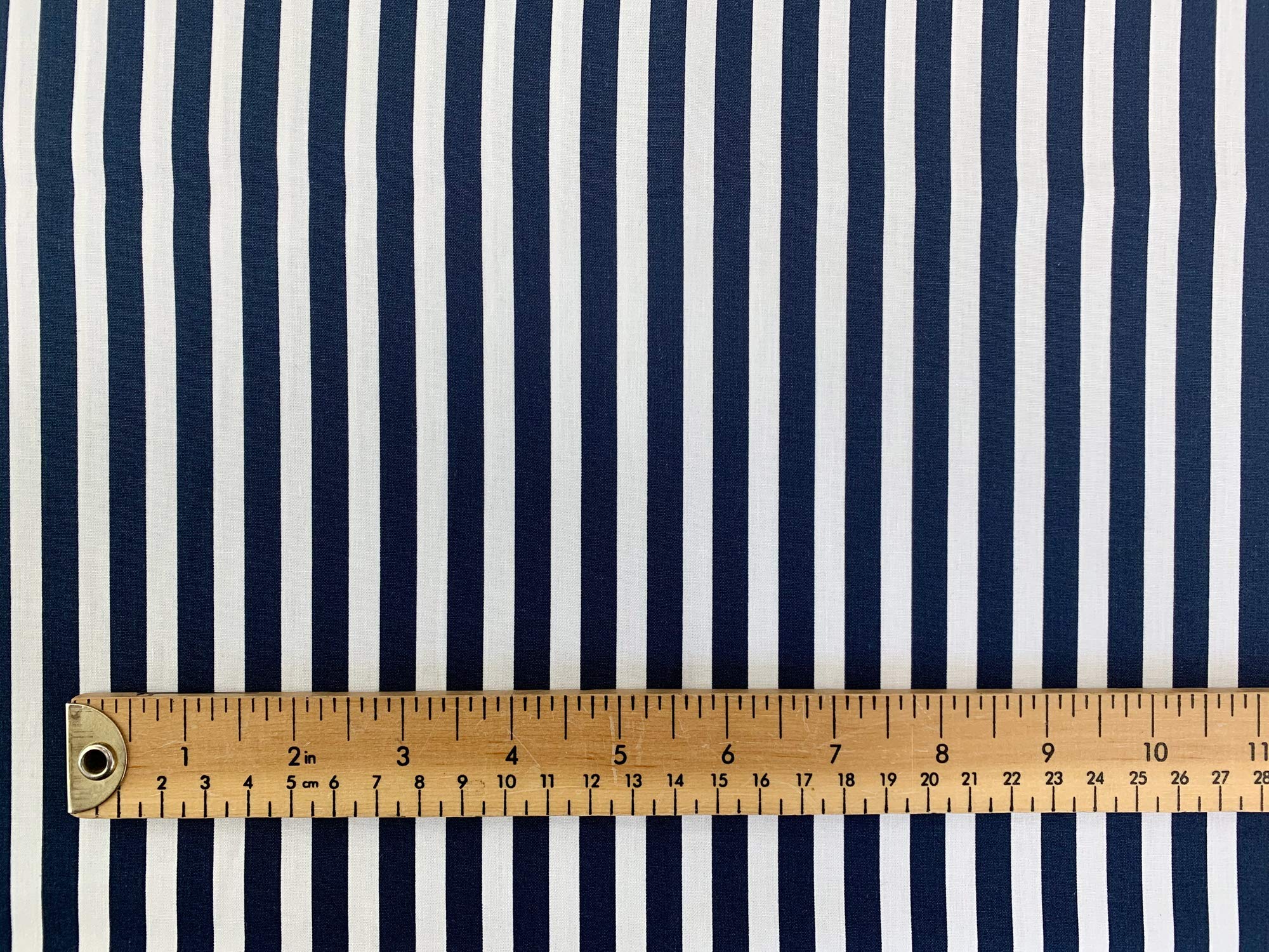 Oddies Blue Cotton Poplin Fabric - Navy & White Stripe - Craft Fabric Material (Cp0080navy)