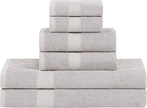 SUPERIOR Juego de toallas surtidas de algodón de 6 piezas, incluye 2 toallas faciales, 2 manos y 2 toallas de baño, artículos esenciales para el