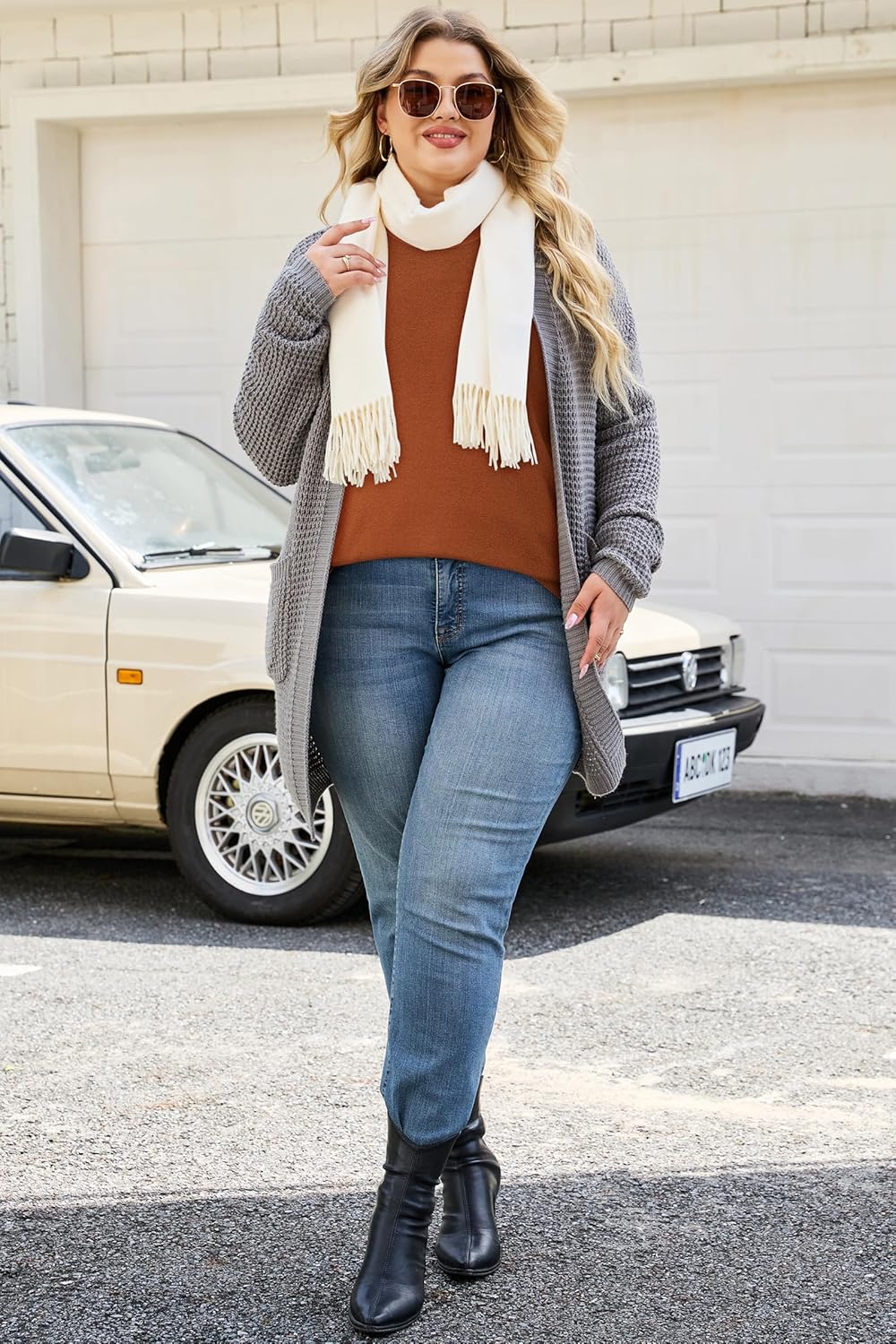 Arach&Cloz Women's Plus Size Wool Blend Sweater Fall Long Sleeve Tops 2025