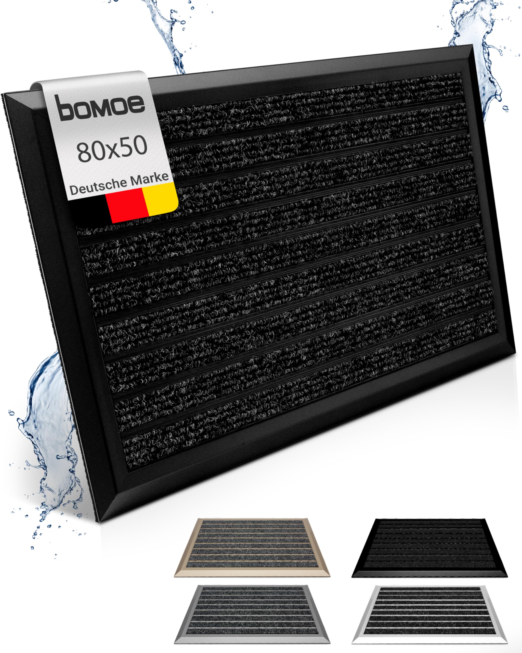 bomoe Fußmatte Außen rutschfest Rostfrei Fussabtreter Aussenbereich | 50x80cm Anthrazit Outdoor-Fußmatte Eingang Fußabstreifer Gitter Fusmattenteppich Türmatte Sauberlaufmatte AluGant