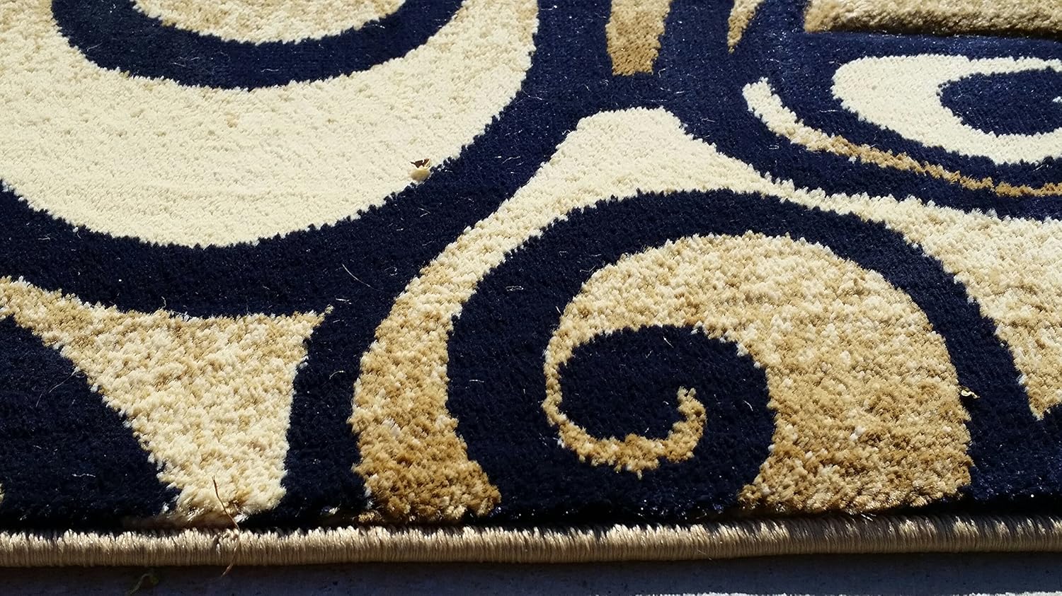 Modern Area Rug Runner Navy Blue Swirl Design #341 (2ftx7ft.3in.)