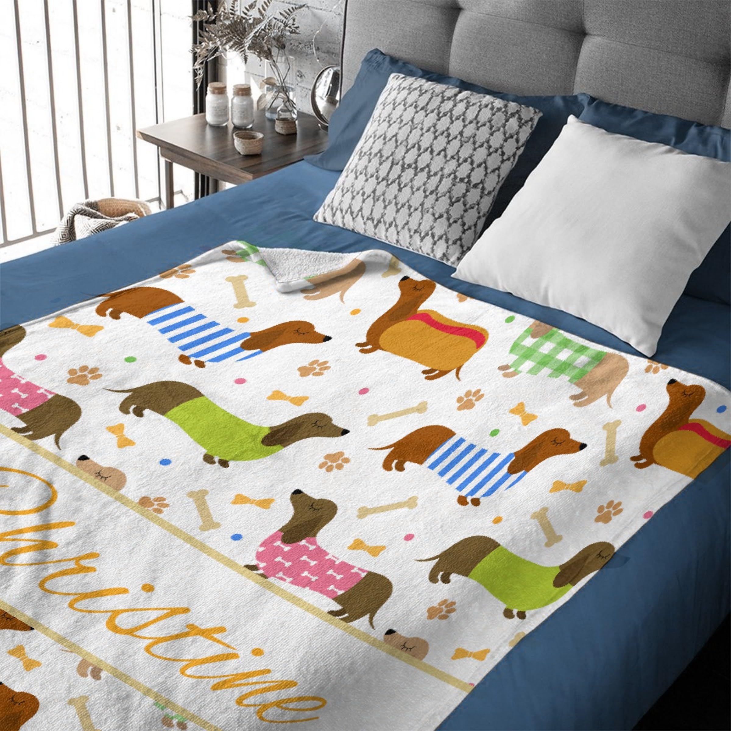 Pindola Custom Cute Dachshund Blanket- Personalized Cute Dachshund Custom Blanket- - Baby Blanket - Cute Dachshund Themed Blanket - Personalized Blanket Design Gifts for Toddlers 40
