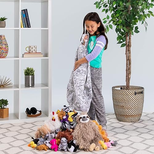 Miniatura 57 de Posh Funda de Silla Puf Rellenable para Almacenamiento de Animales de Peluche para Niños - Organizador de Juguetes Infantiles, Grande-38 - Lona