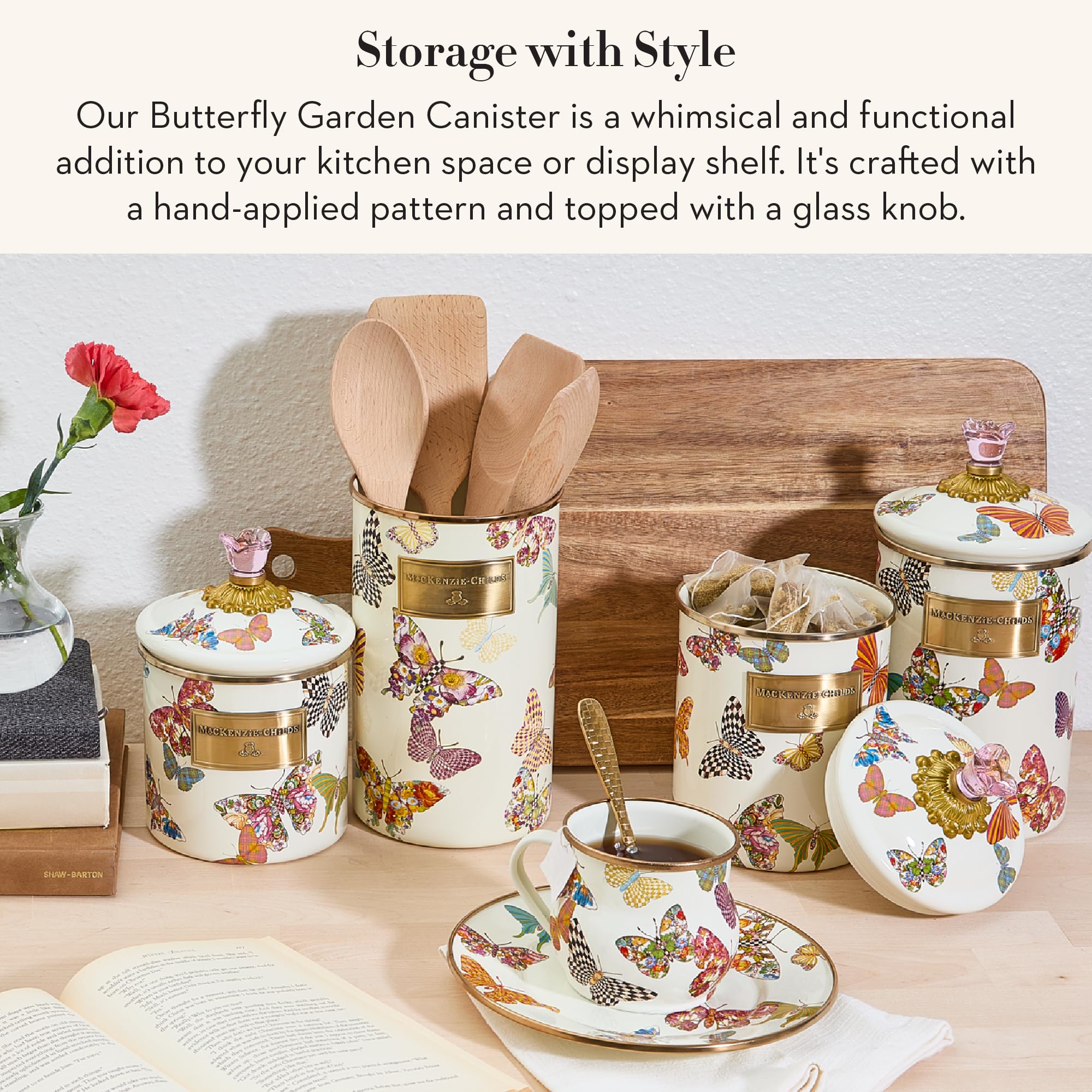 Amazon.com: MACKENZIE-CHILDS Butterfly Garden Enamel Canister