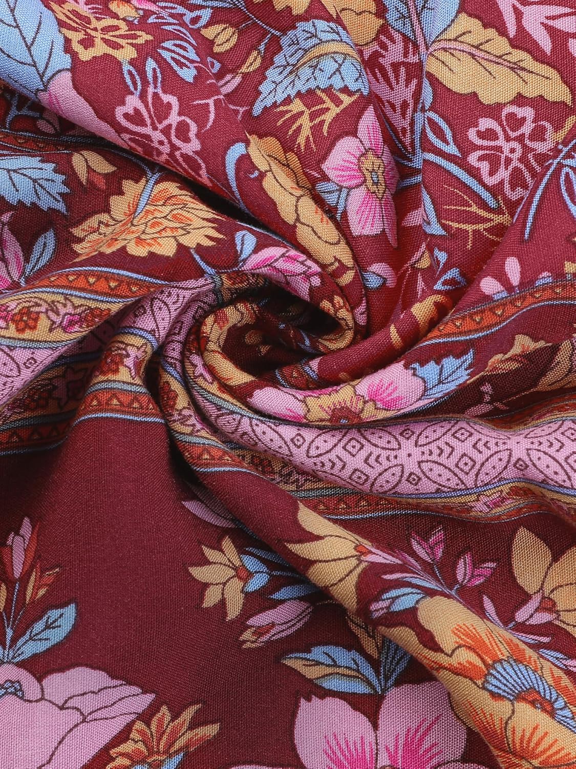 Agnes Orinda Plus Size Summer Dress for Women Casual Boho Floral V Neck 3/4 Sleeve Midi Short Beach Dress - Image 5