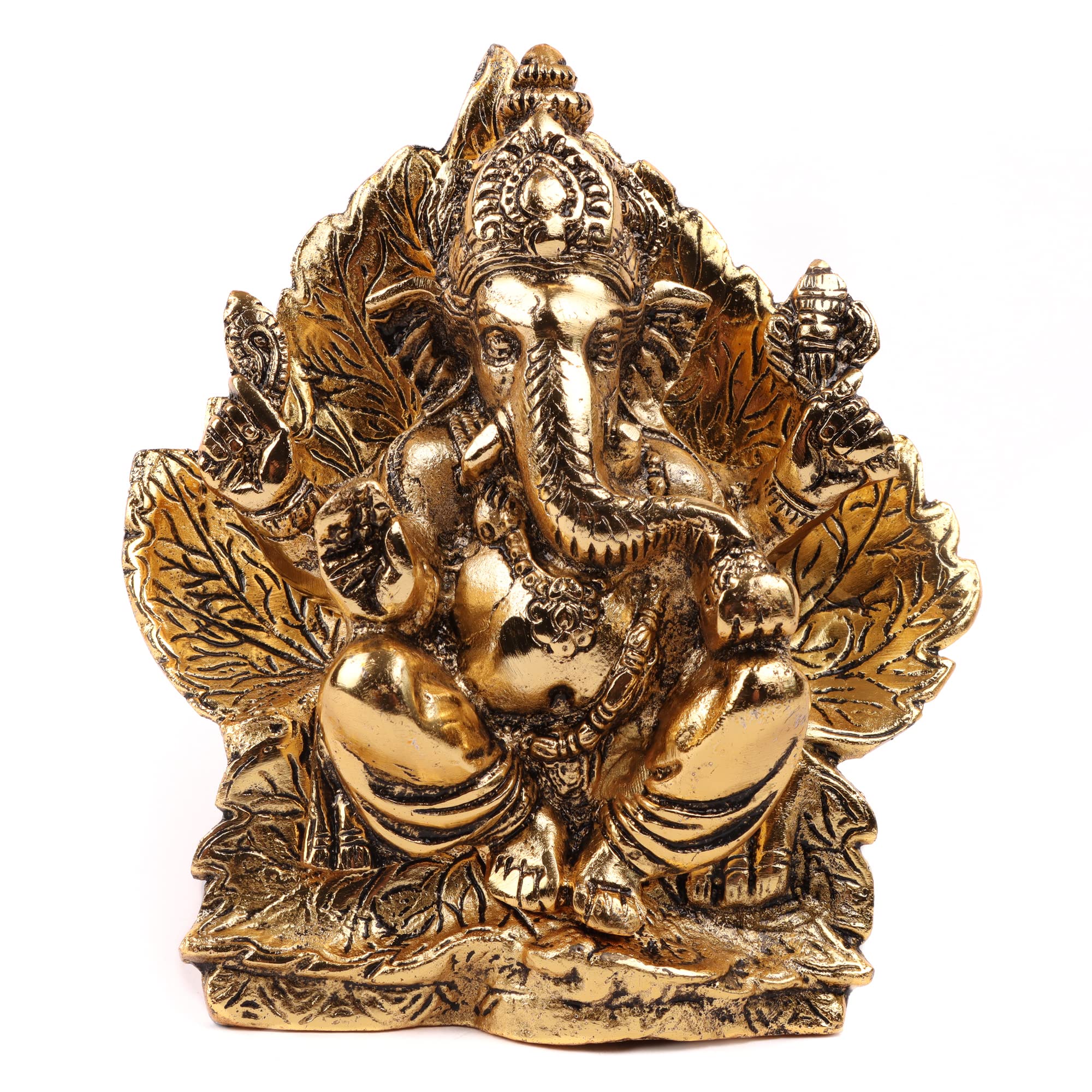 Myga Gold Lord Ganesha Statue - Handmade Decorative Elephant God Ganesh Ornament For Yoga, Meditation, Home Décor And Gifting