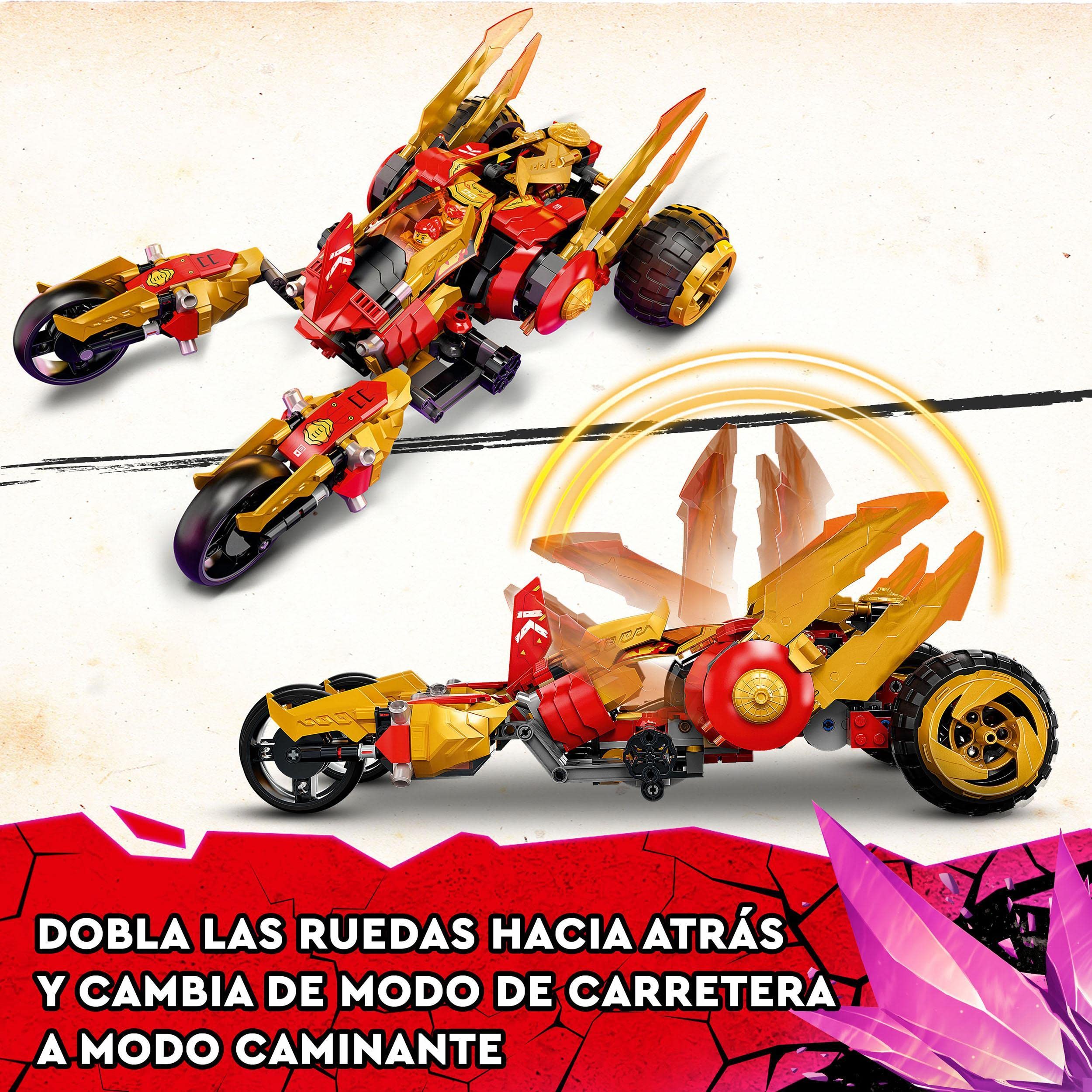 LEGO 71773 Ninjago Explorador del Dragón Dorado de Kai, Coche de Juguete para Niños de 8 Años o Más, Juego de Acción, Serie TV Crystallized