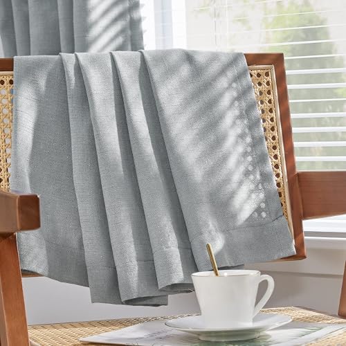 Miniatura 6 de COLLACT Cortinas de lino traslúcidas blancas de 63 pulgadas de largo para dormitorio, cortinas de gasa para sala de estar, tejido abierto, rústico,