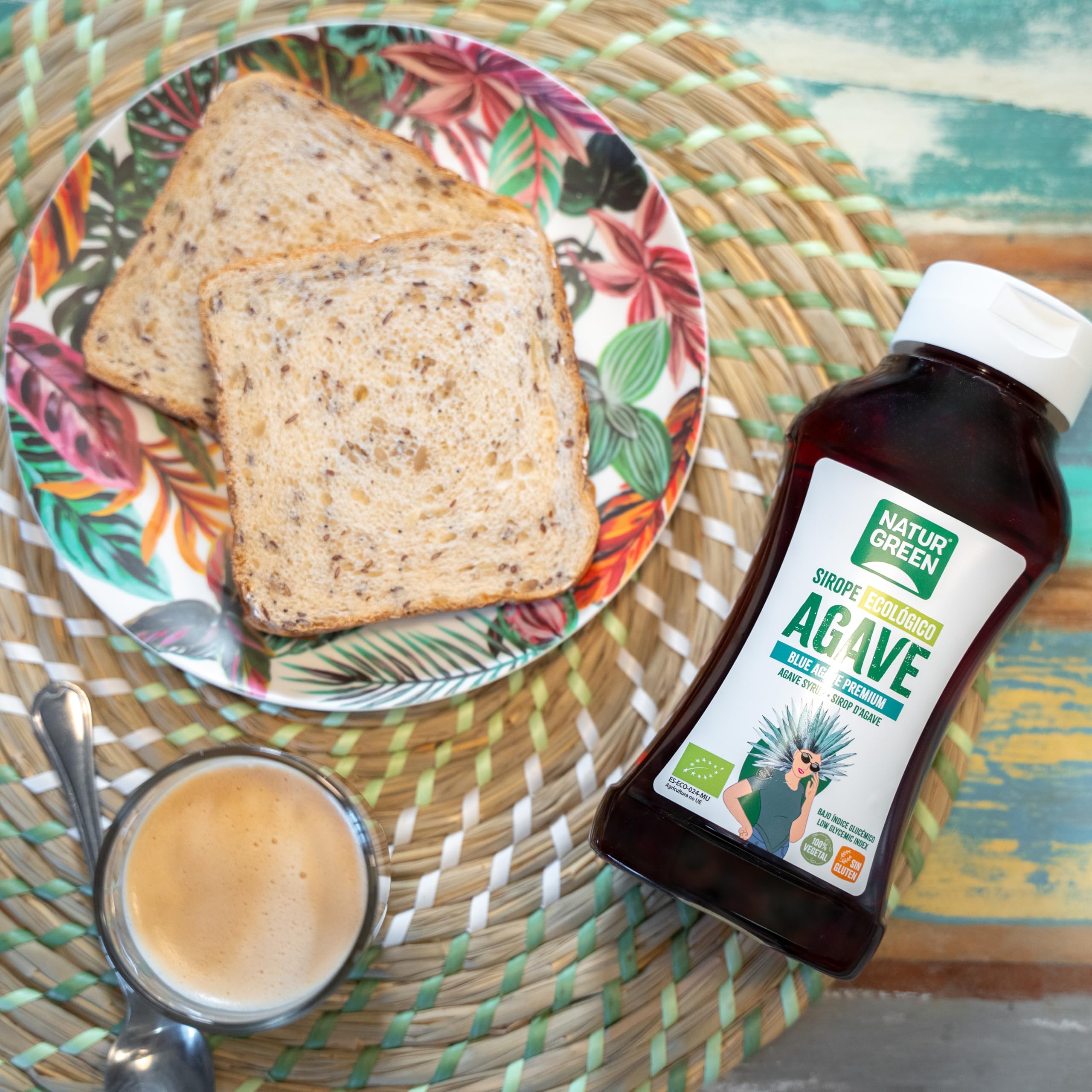 NaturGreen - Sirope Agave Bio, Endulzante Ecológico, Bajo Índice Glucémico, Apto para Ser Consumido Directamente - Pack 7 Unidades de 500ml/690g