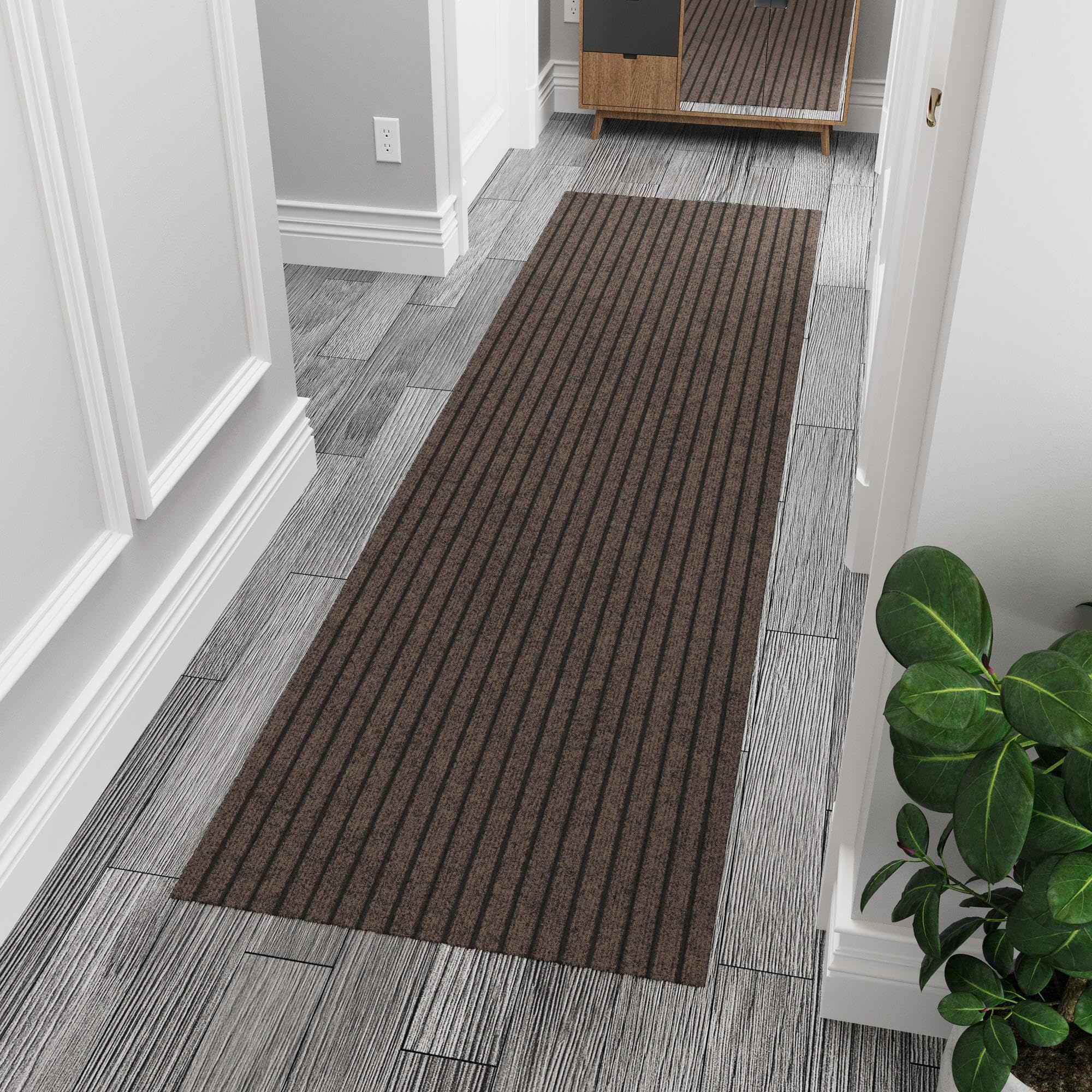 SIMILAR TO..Ottomanson 2'7" x 8' Hallway Runner with Scraper Pile - Extra Durable Non-Slip Rug Mat for Indoor & Outdoor Use - Ideal for Kitchen, Entryway & Garage - High-Traffic Carpet, Brown