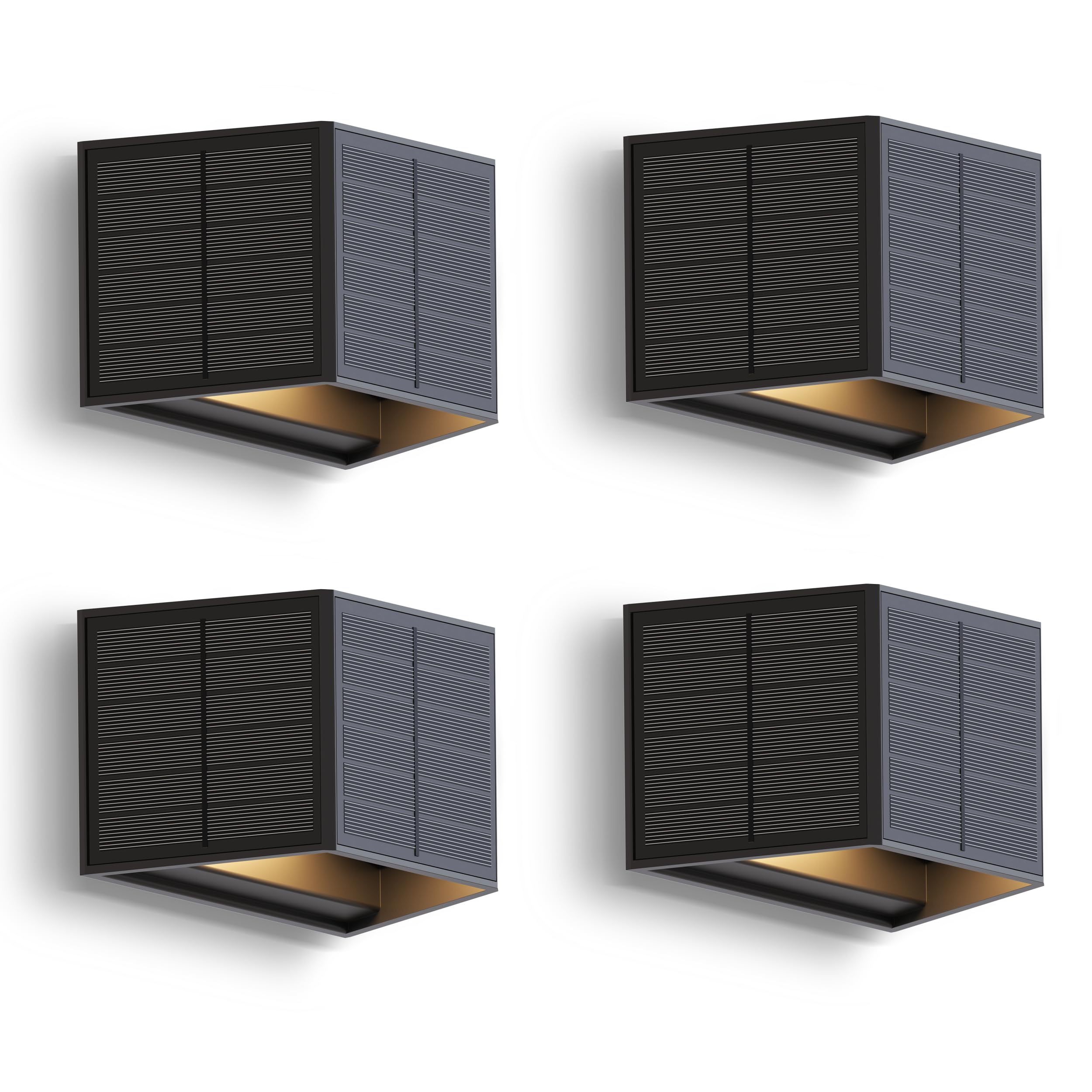 CALEX - Caserta Solar Wall Light, 4 Pieces, Up & Down Outdoor Lighting, Solar Powered Garden Lamp, Waterproof, Black