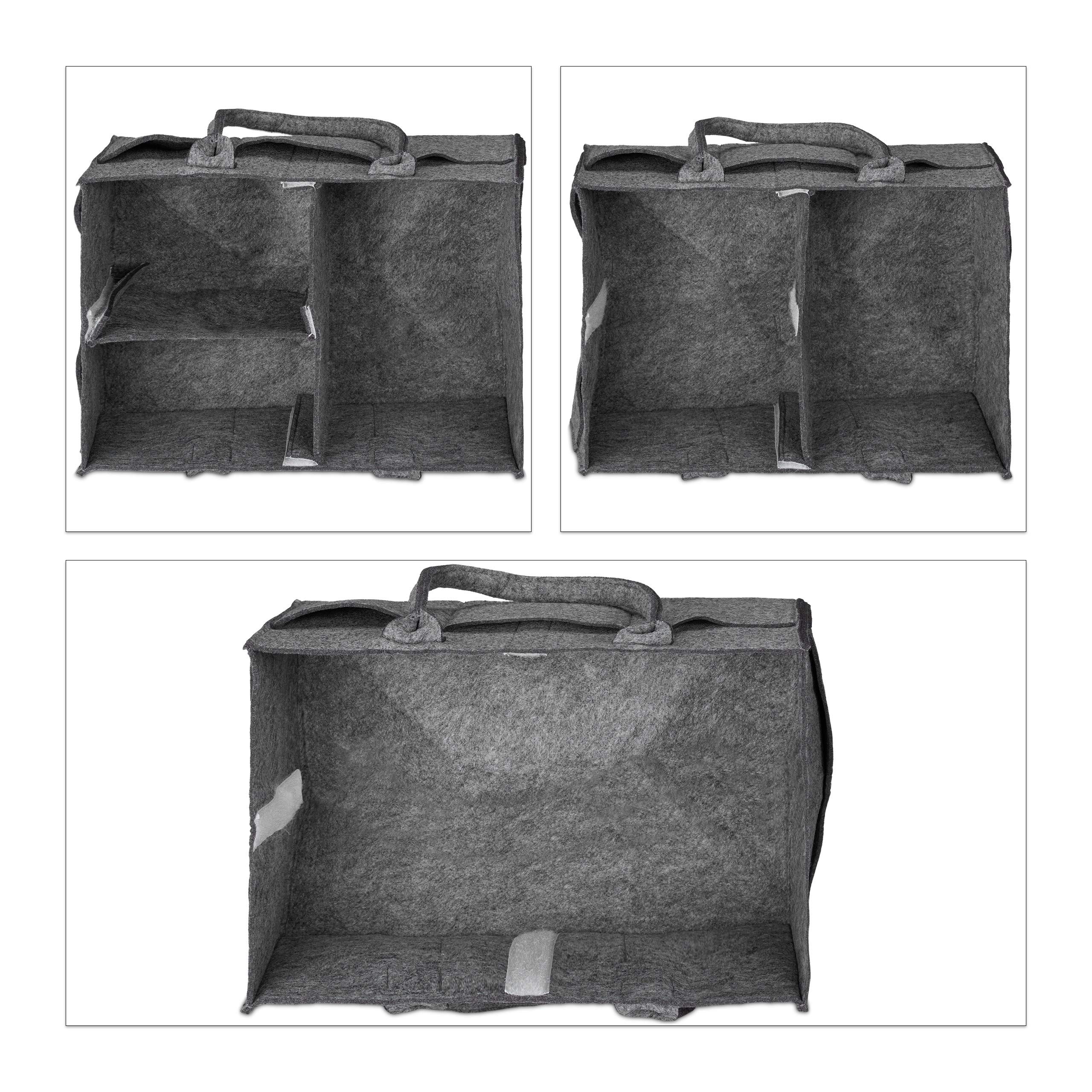 Relaxdays Contenitore Portapannolini, Borsa con 11 Scomparti, Divisori Estraibili, Organizer Portatile, Grigio Scuro
