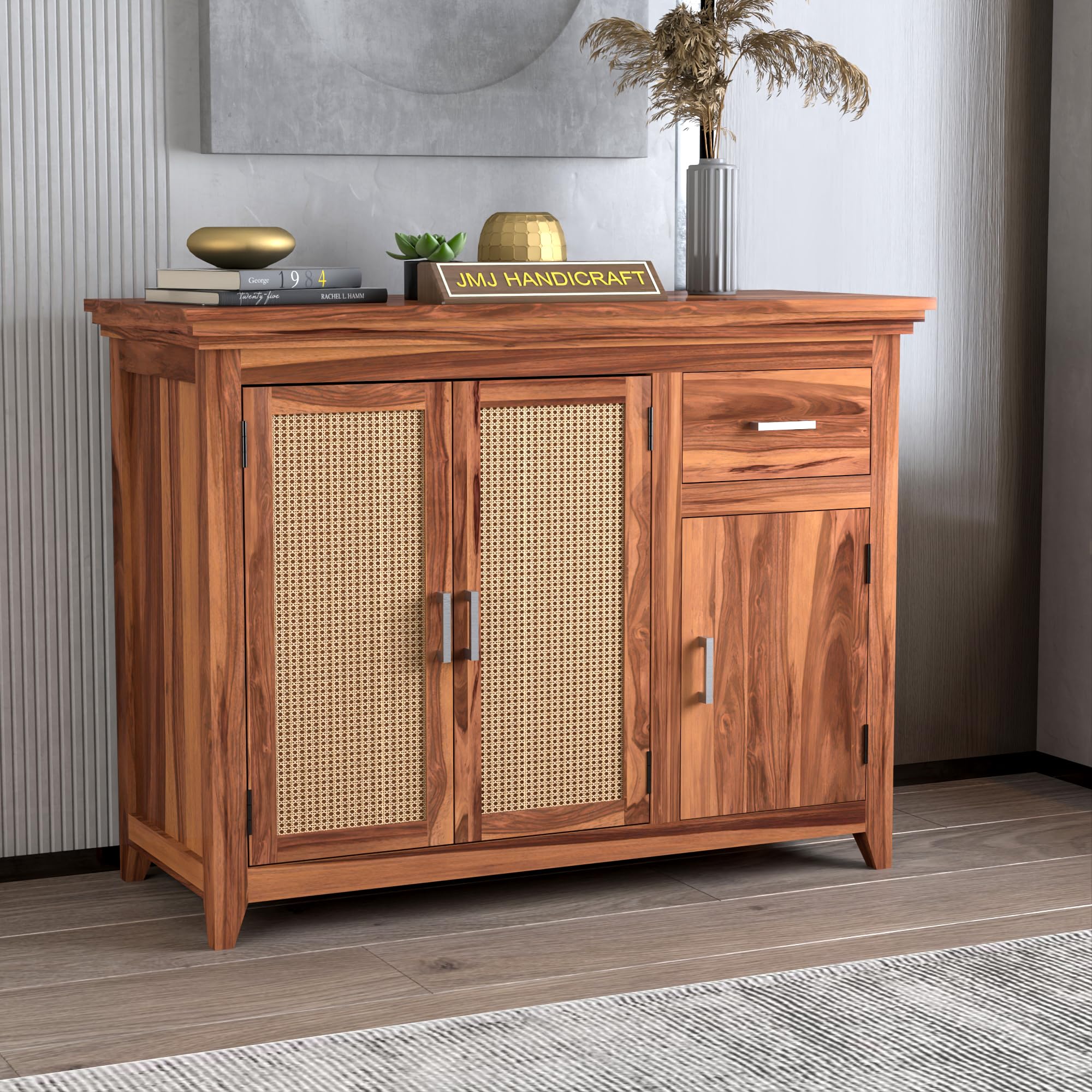 JMJ HANDICRAFT Solid Sheesham Wood Cabinet (Rome Honey)-image-19