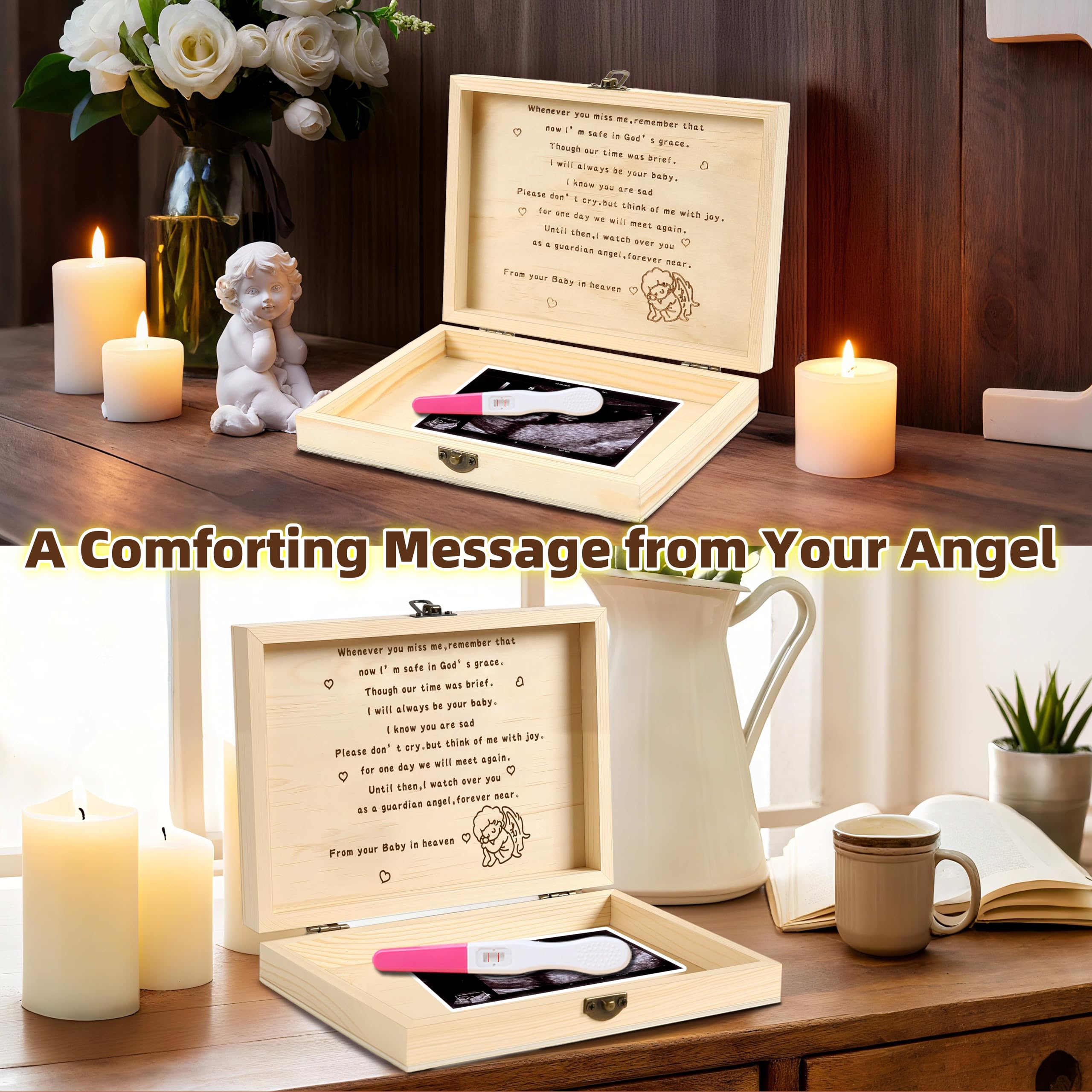 Regalos de aborto espontáneo para madres, caja conmemorativa de aborto espontáneo con vela, regalo conmemorativo de bebé de ángel, regalos conmemorativos de condolencias para padres, caja de recuerdo