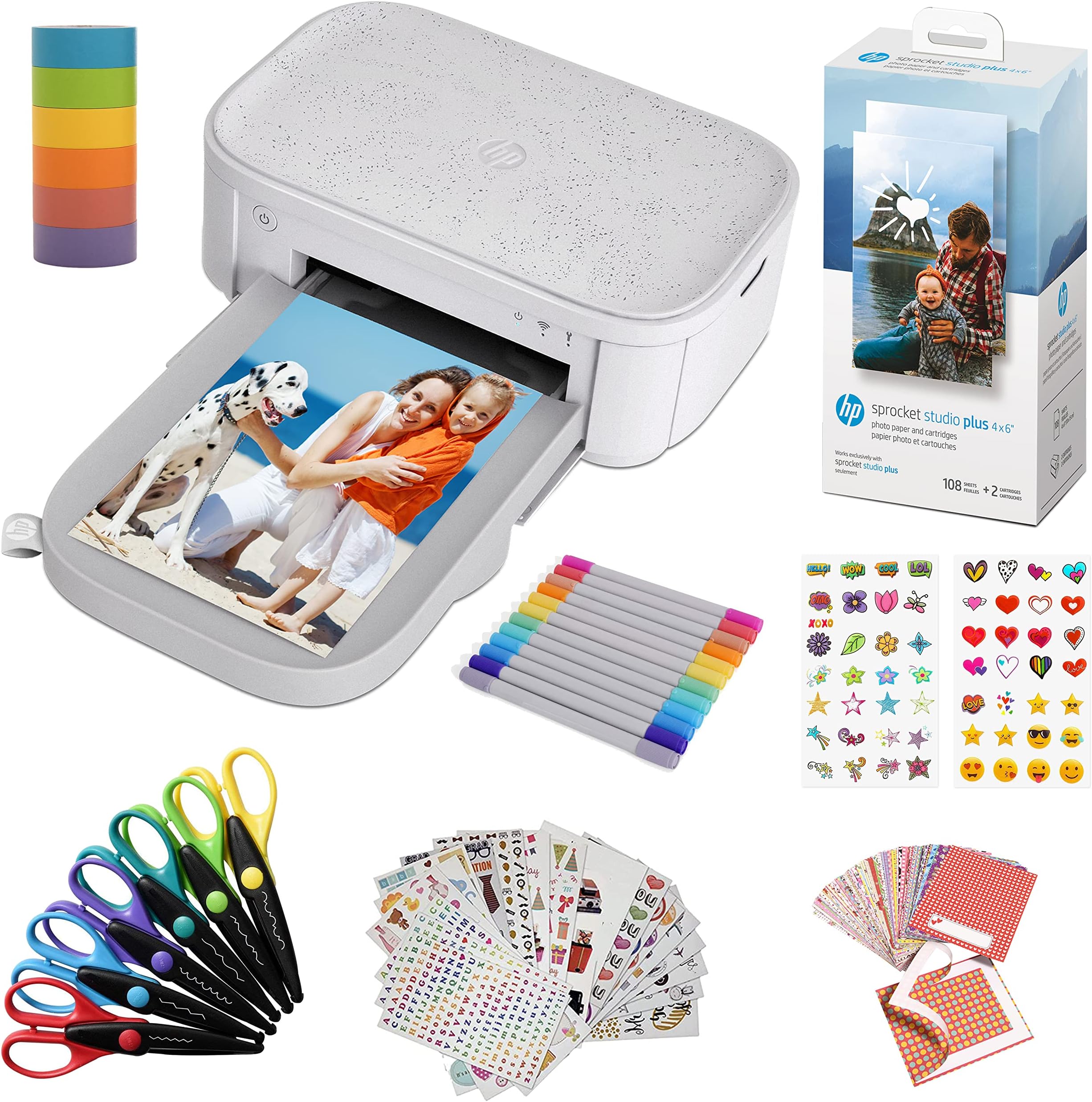 HP Sprocket Studio 4x6” Instant Photo Printer UK Plug – Starter Bundle