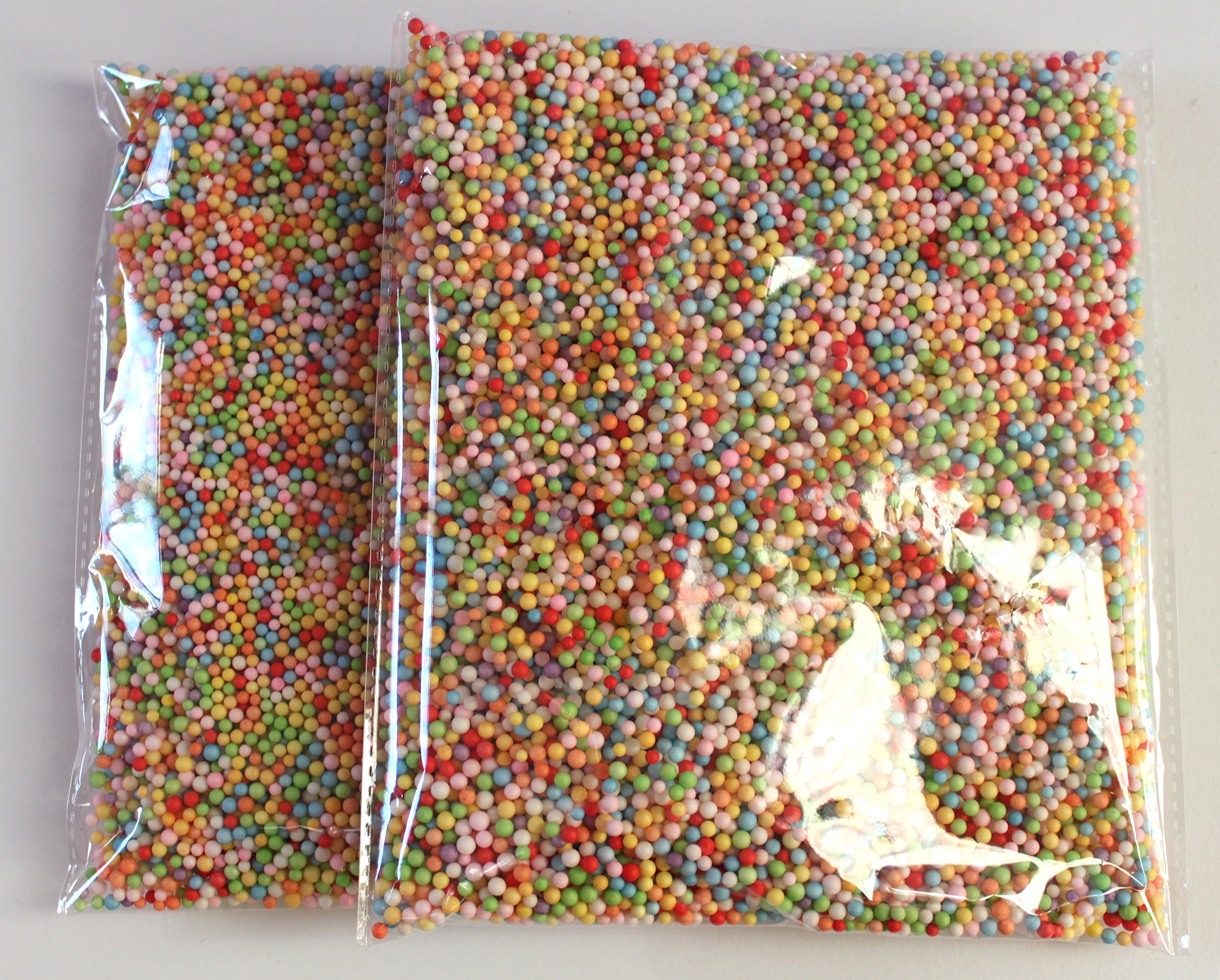 2 Pack Mini Styrofoam Balls 2-4mm (0.07-0.15 Inch) For Slime Making Floam Slime Floral Decoration (2 Pack Assorted)