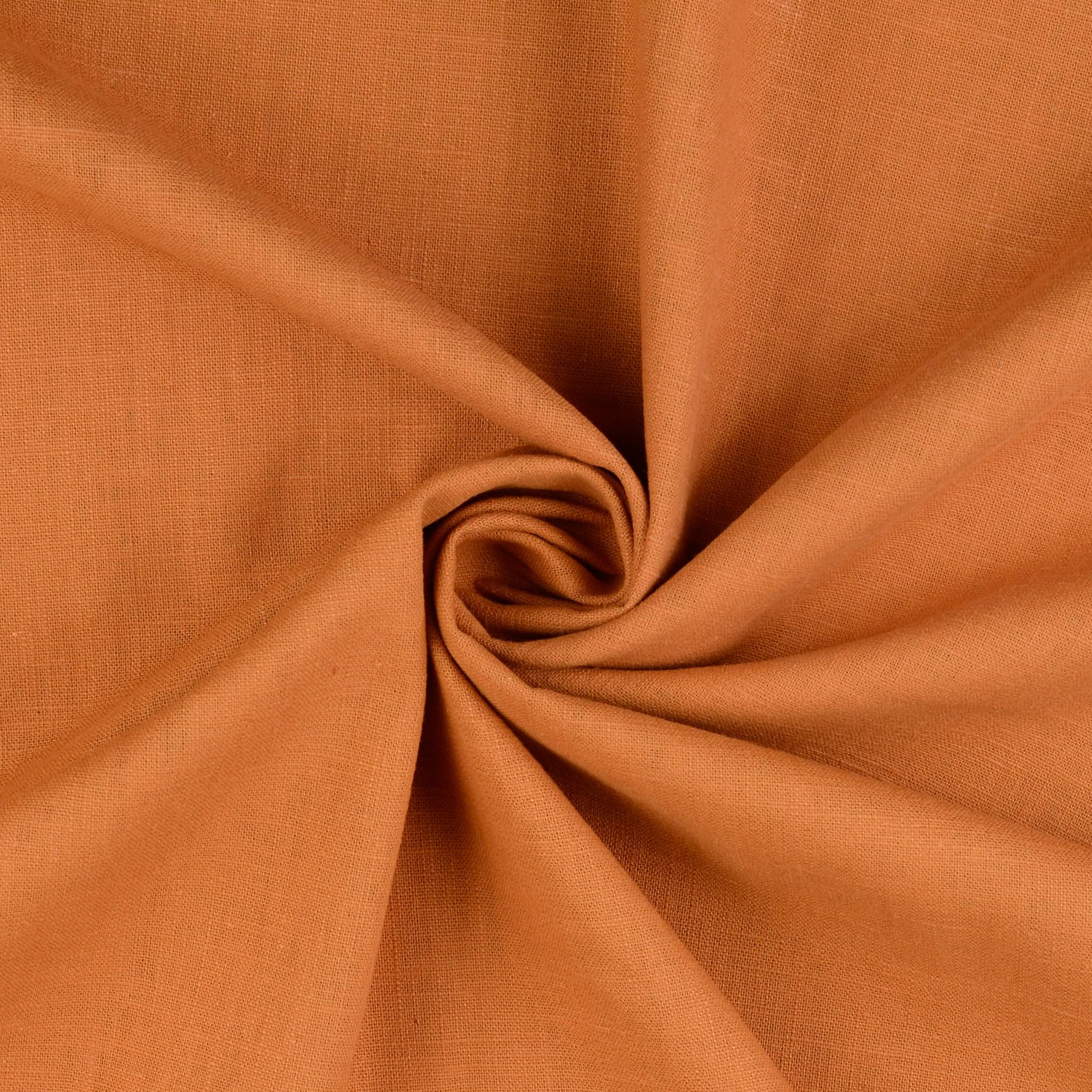Glamour Secrets Ginger 100% Washed Linen Fabric - Rust Orange - Plain Linen Fabric Material Metre