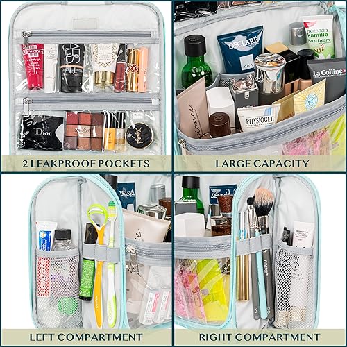 Miniatura 5 de PAVILIA Neceser colgante grande, bolsa de viaje para mujeres y hombres, organizador de cosméticos, bolsa de maquillaje resistente al agua,