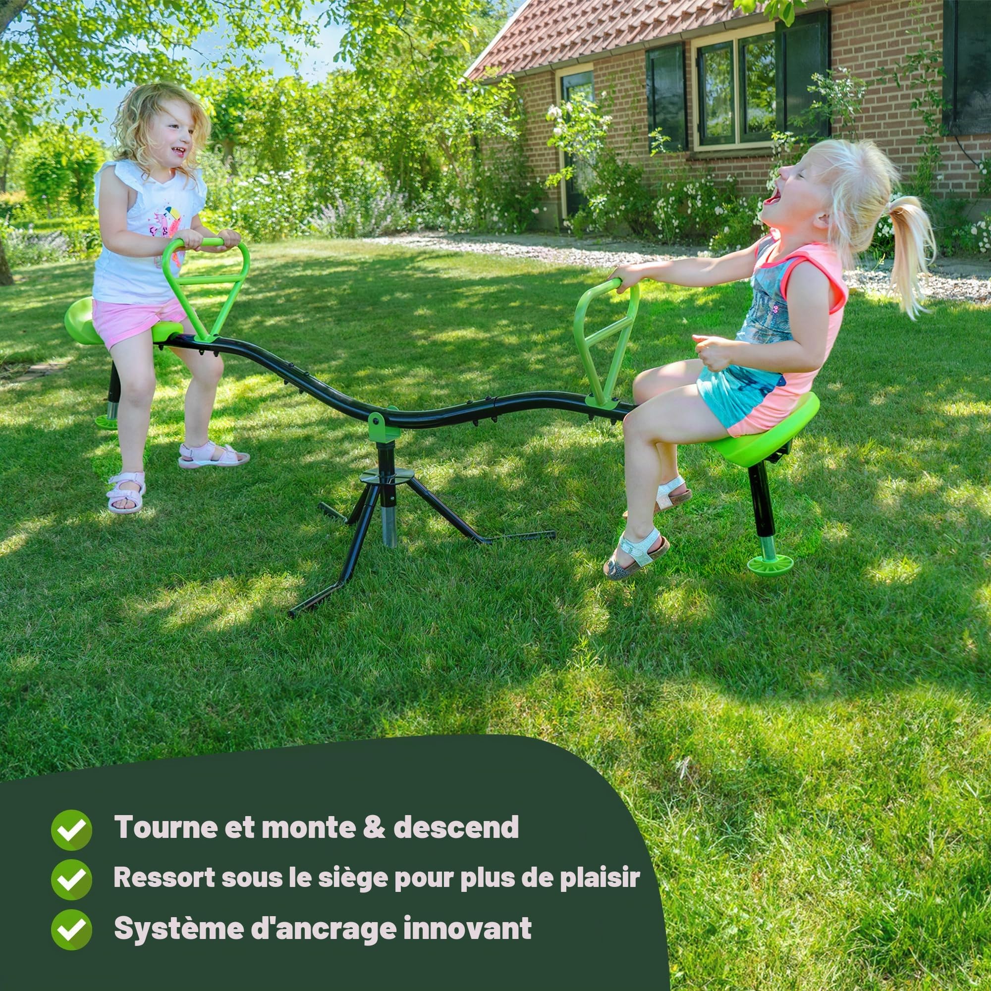 EXIT Toys Spinner - Bascule rotative en Acier - pour Tout-Petits et Enfants - pour l'extérieur dans Le Jardin - 193 x 60 x 73 cm - Vert/Noir