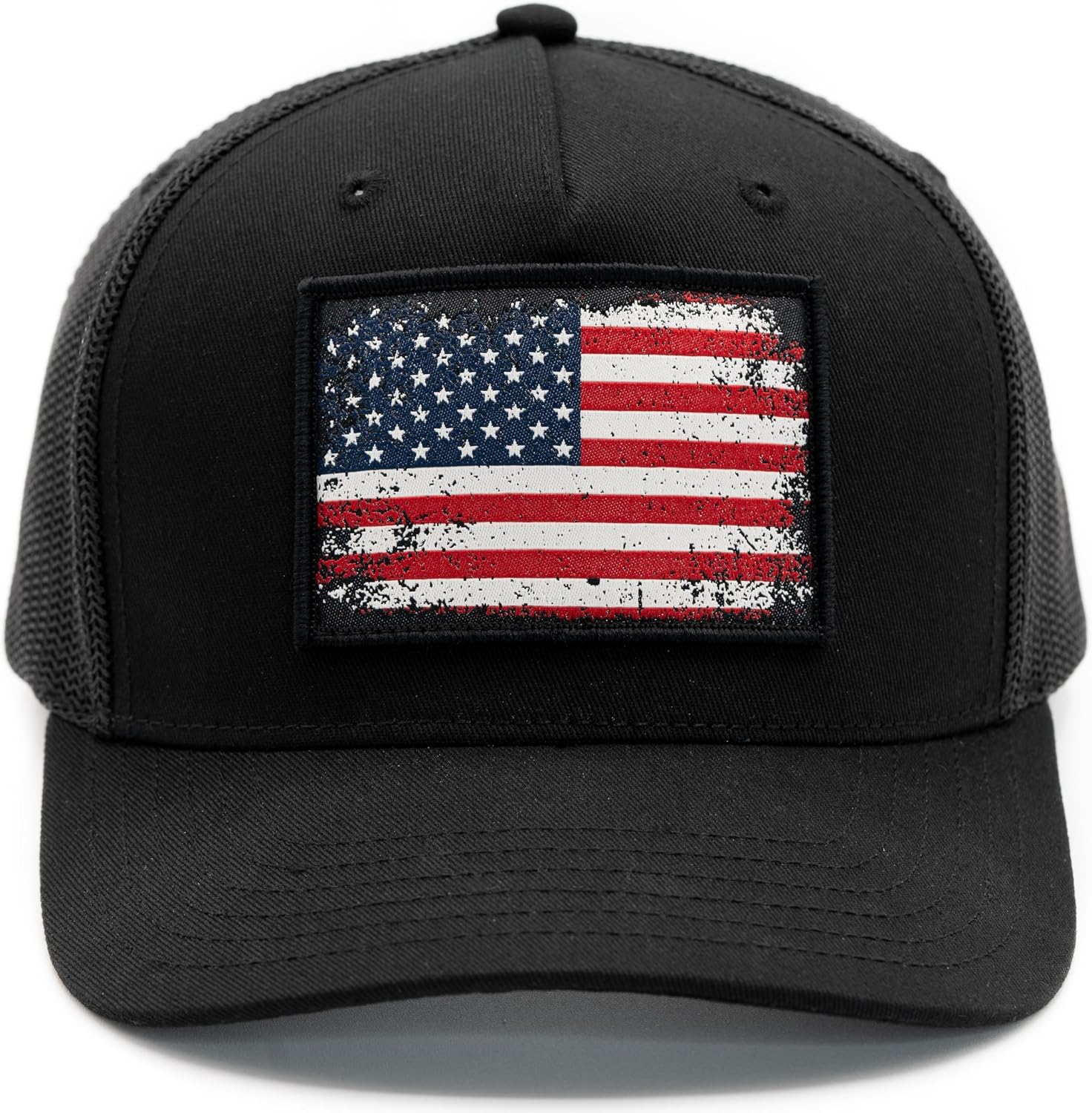 MASHBILL Trucker Hat with Distressed American Flag Patch - Adjustable Snapback Patriotic Cap for Men Women - Image 2