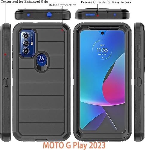 Miniatura 2 de YmhxcY Para Moto G Pure & Power 2022 - Funda duradera a prueba de caídas de 3 capas con armadura de goma sólida a prueba de golpes, color negro