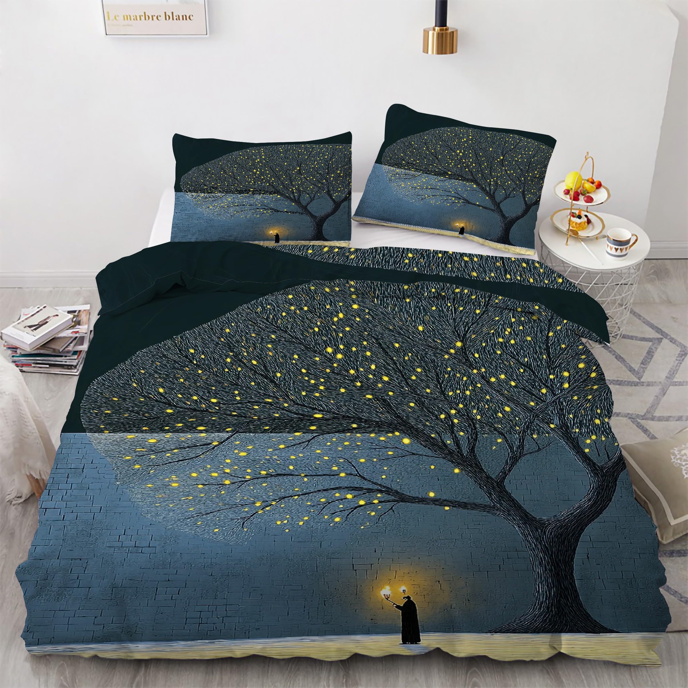 Housse de couette 200x200 ciel étoilé anti-glissement parure de lit zippée