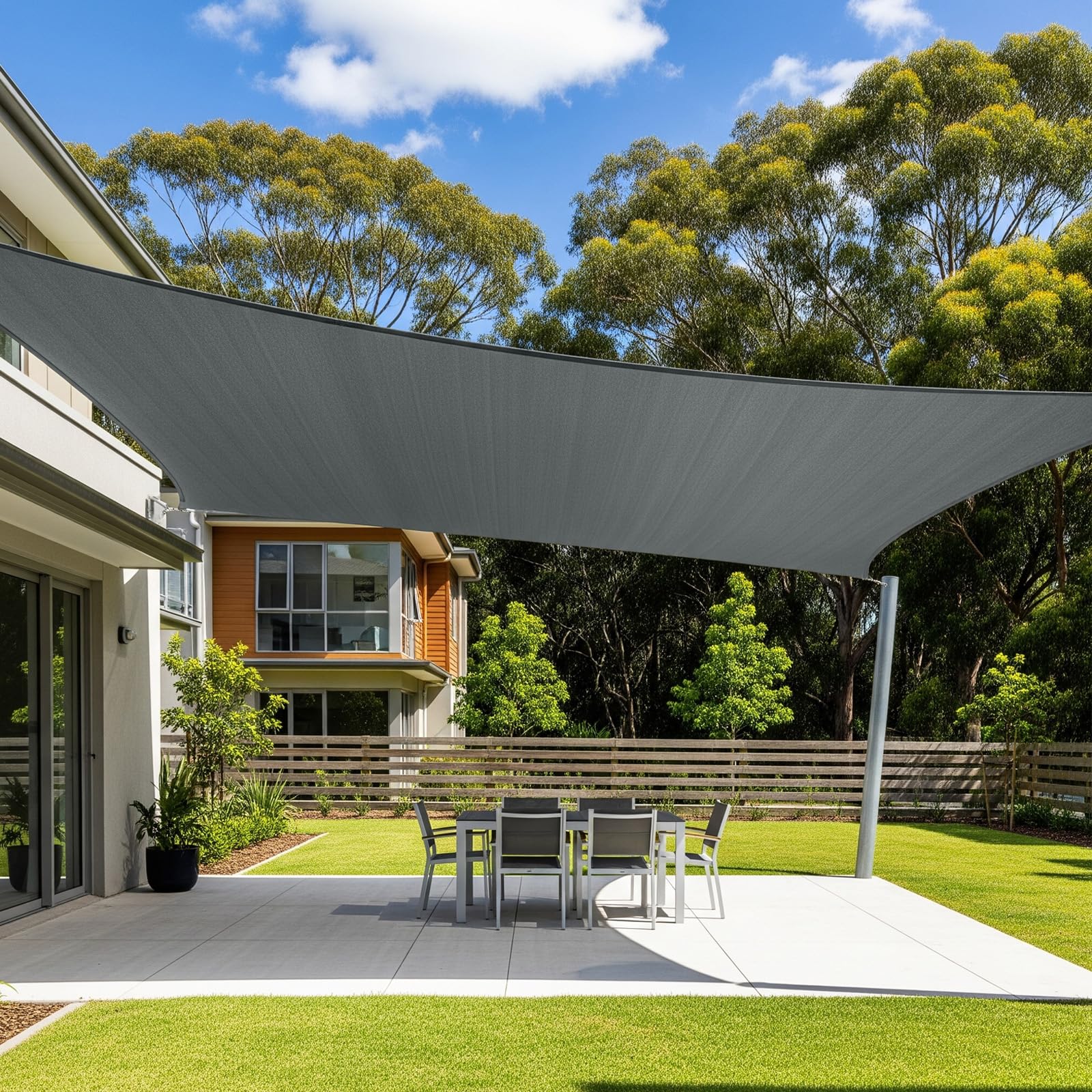 Cool Area Sun Shade Sail 10x18 FT Rectangle Shade Canopy Outdoor Shade Cover for Patio Backyard Deck Garden, Dark Grey (Custom Size)