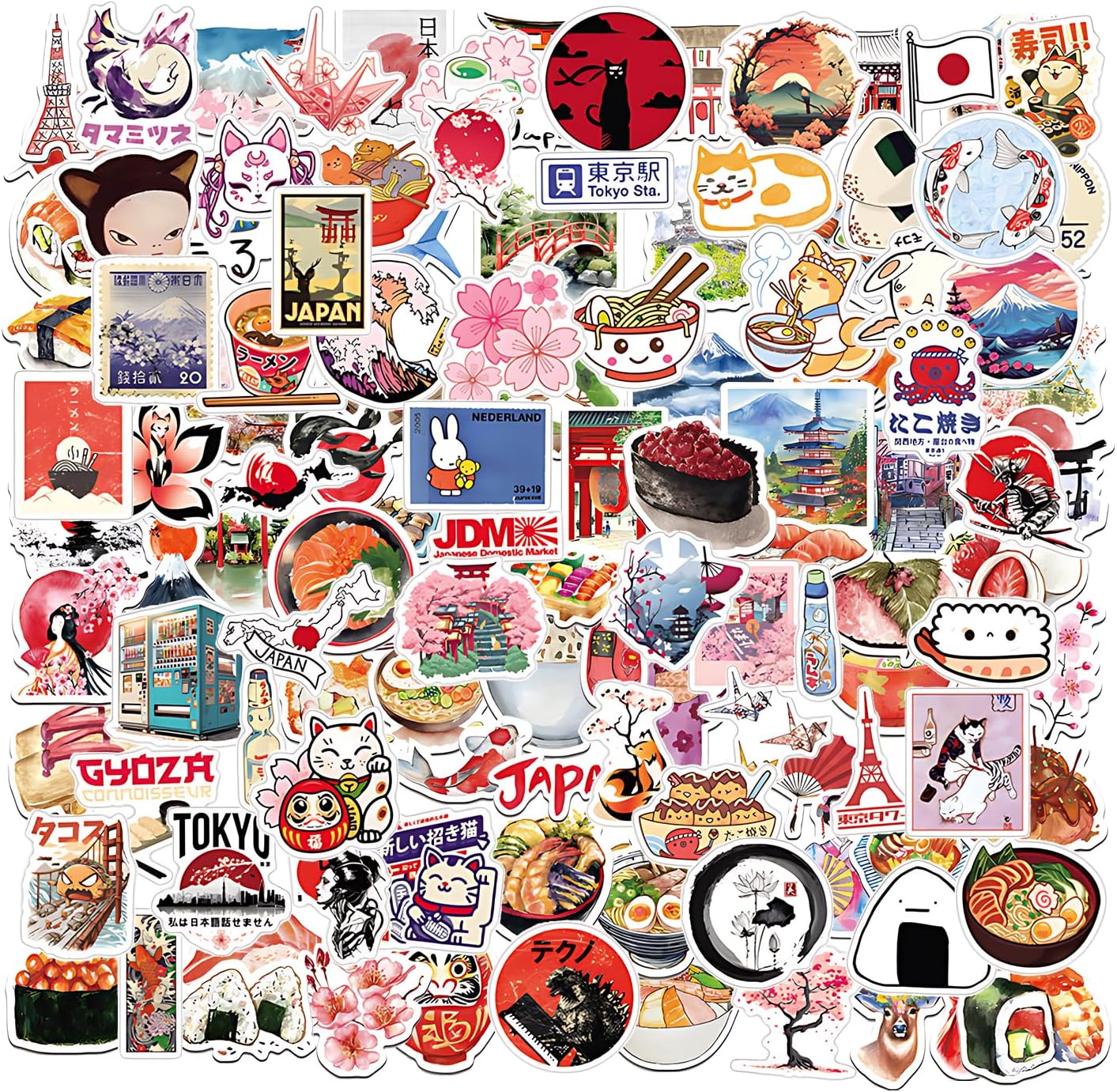 TIHNY 119pcs Japanese Stickers, Cute Sushi Cartoon Vinyl Waterproof ...