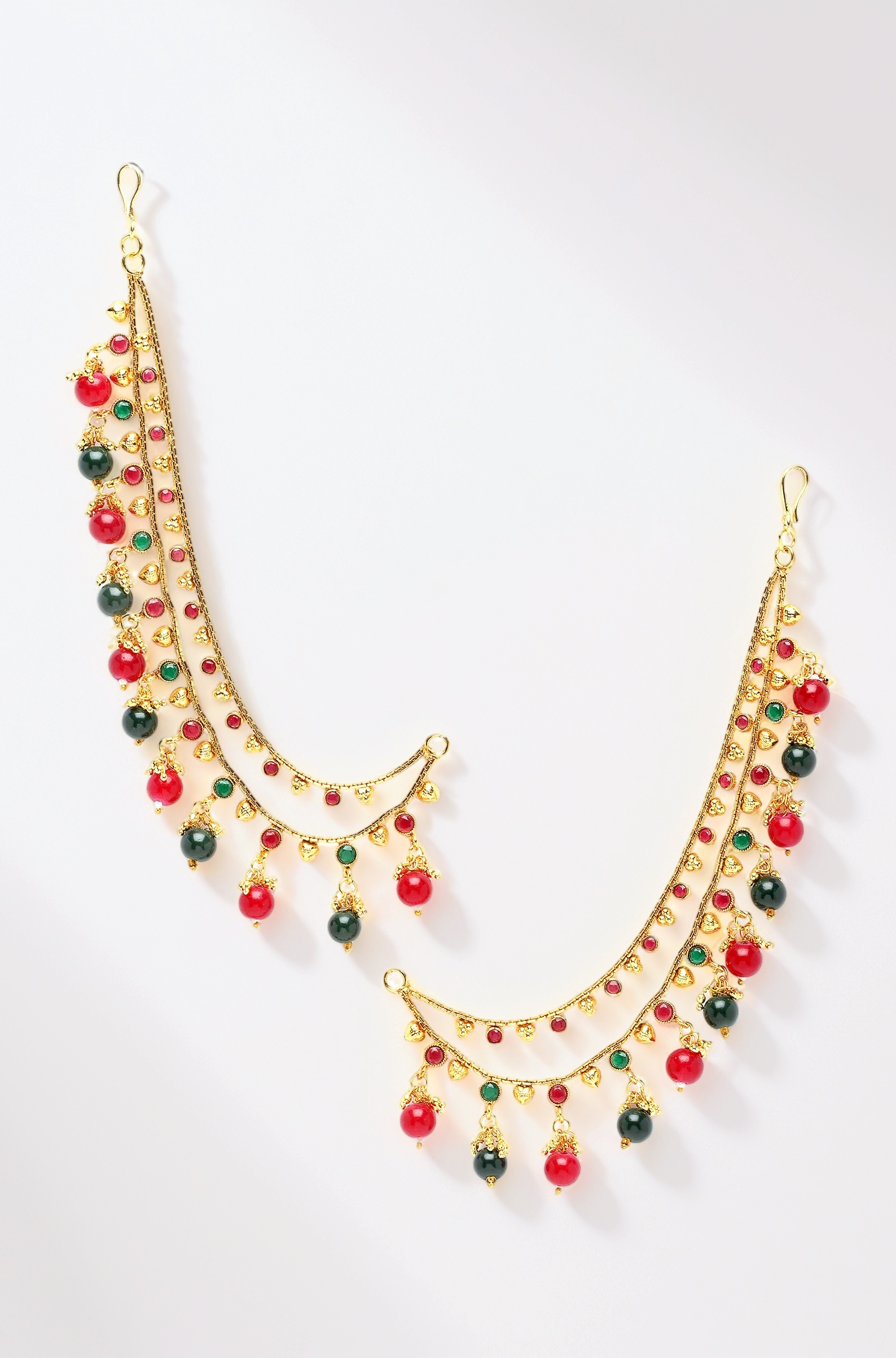 ZENEME Women's Golden Gold Plated Long Hair Chain Jewellery Earring