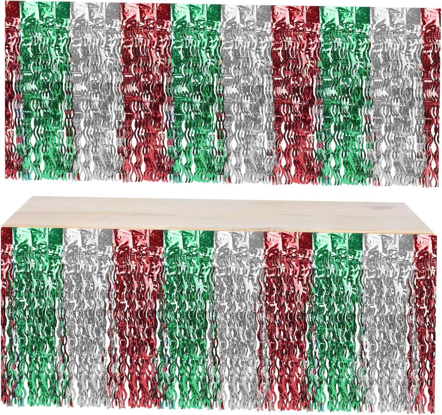 Levemolo Colorful Wavy Table Skirt Metallic Tinsel Streamers for Birthday and Holiday Decorations Vibrant Design for Engagement and Party Table Decor