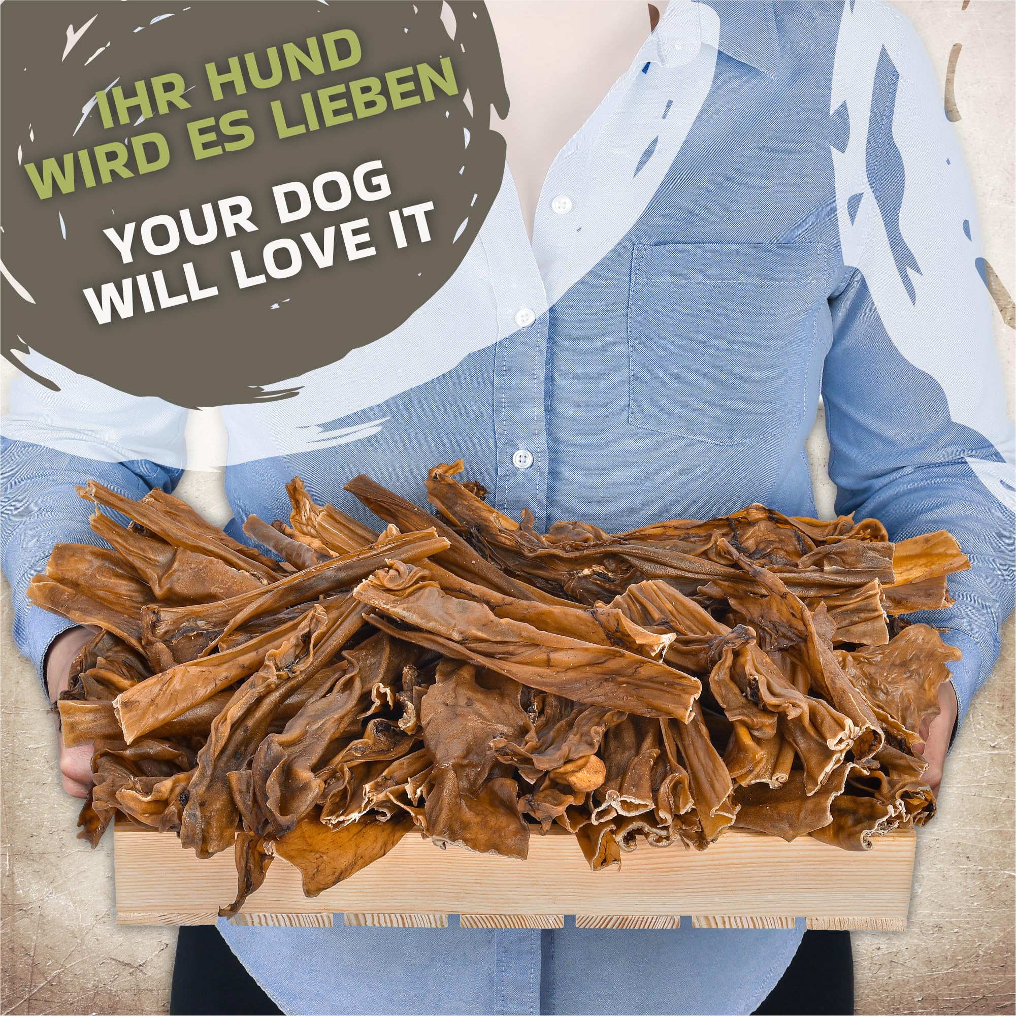Peau de cerf avec fourrure pour chien 1 kg (environ 50 à 55 pièces) | Articles à mâcher séchés en cerf | Séché à l'air, faible en graisse, sans céréales | Monoprotéine | Produit naturel pour petits et