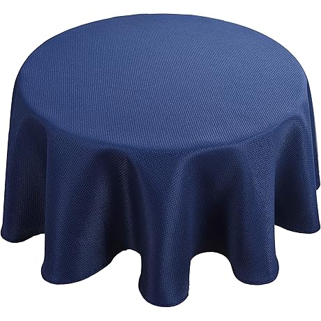 Biscaynebay Textured Fabric Tablecloths Round 60": Perfect for Tables 20"-40" in Diameter